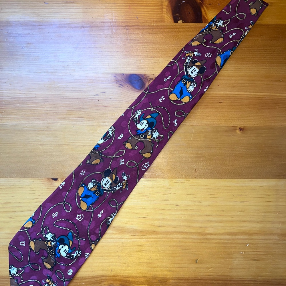 Disney Burgundy Mickey Mouse Patterned Tie